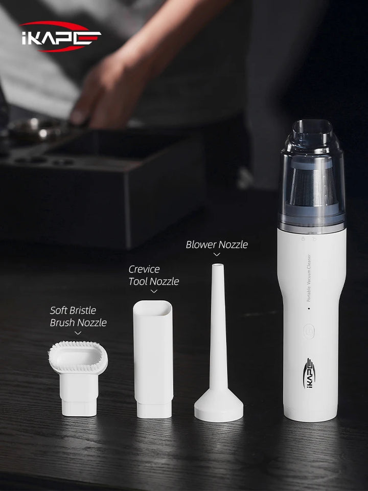 IKAPE Cordless High Power Handheld Mini Vacuum Cleaner For Coffee Grounds Rechargeable Portable Coffee Bar Cleaning Accessories