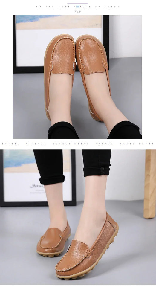 Women Flats Ballet Shoes Woman Cut Out Leather Breathable Moccasins Women Boat Shoes Ballerina Ladies Casual Shoes