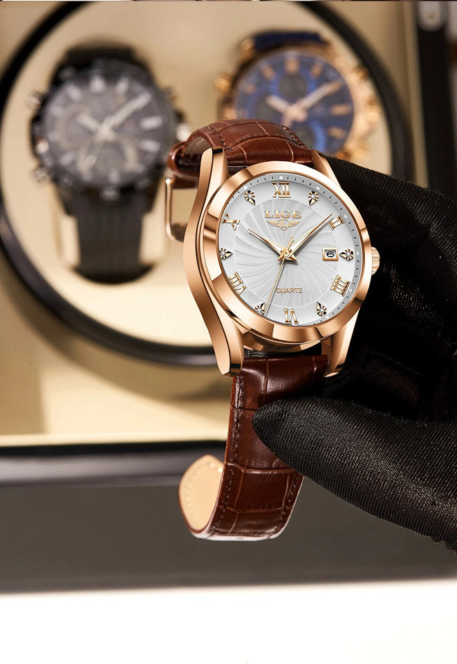 LIGE New Luxury Watch for Men Military Leather Man Wristwatch Quartz Clock Waterproof Luminous Date Week Men's Watches Reloj+box