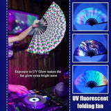 Folding Fan Bright Color Rainbow Starry Sky Color Glow In The Dark Festival Performance Party Supplies Hand Fan Xmas Dance Fan