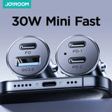 Joyroom 30W Car Charger Adapter PD QC3.0 Mini USB Charger Fast Charging Phone Charger for iPhone Samsung Galaxy Car Accessories