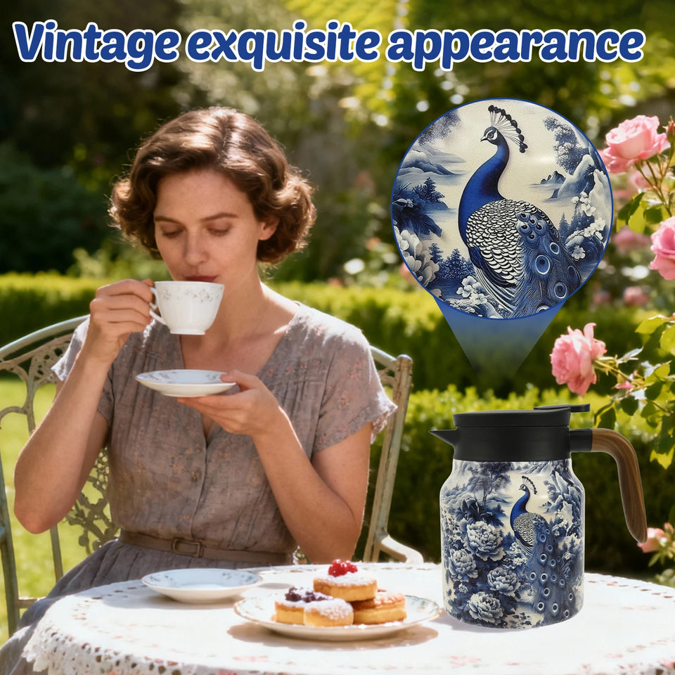 Vintage Floral Tea Thermos Stainless Steel Tea Kettle Drip-Proof Tea Pot With Tea Infuser Mini Thermo Coffee Pot Home Teaware