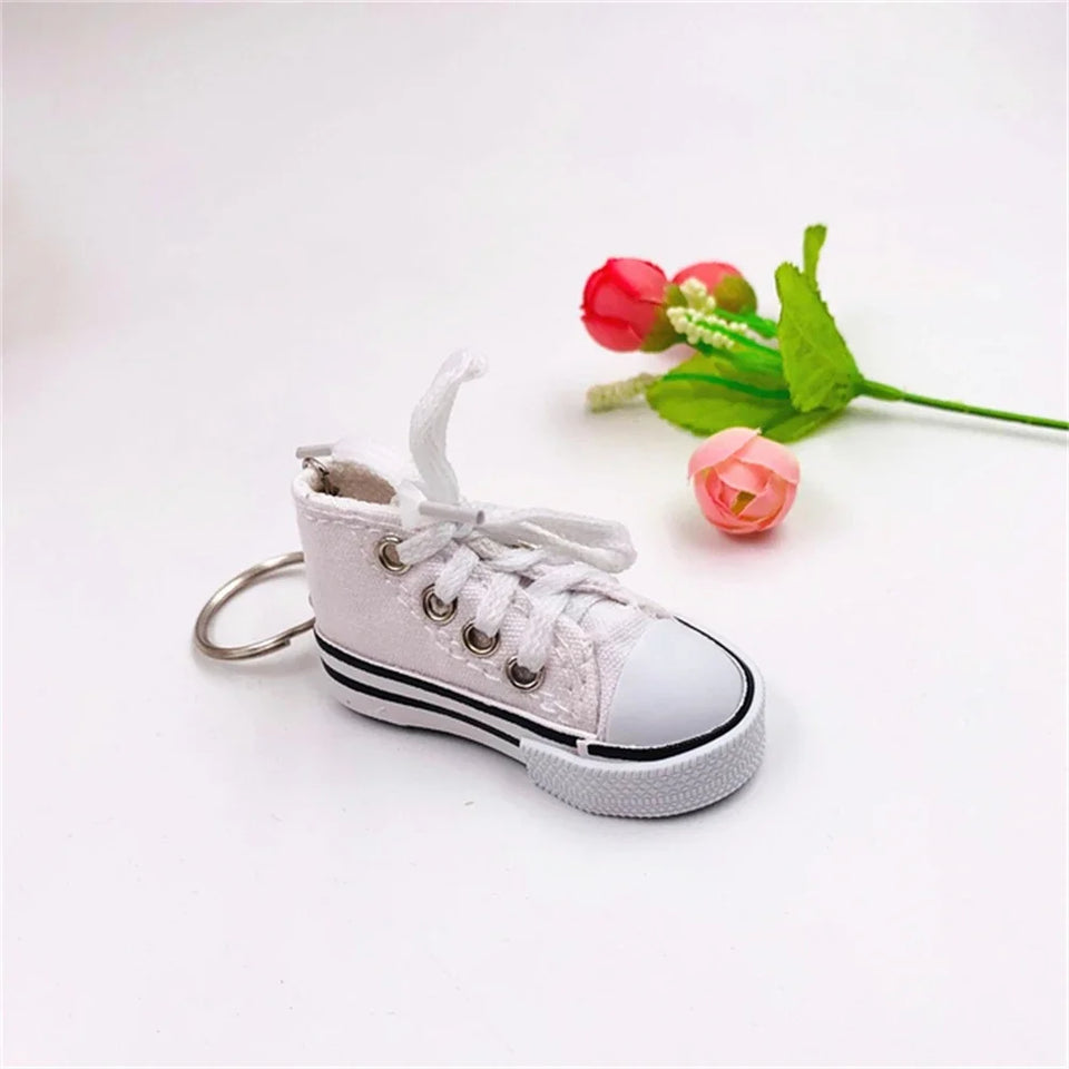 3D Canvas Sneaker Tennis Shoe Keychain Blue Pink Black White Sports Shoes Keyring Bag Ornaments Car Trinket Keyring Accessories