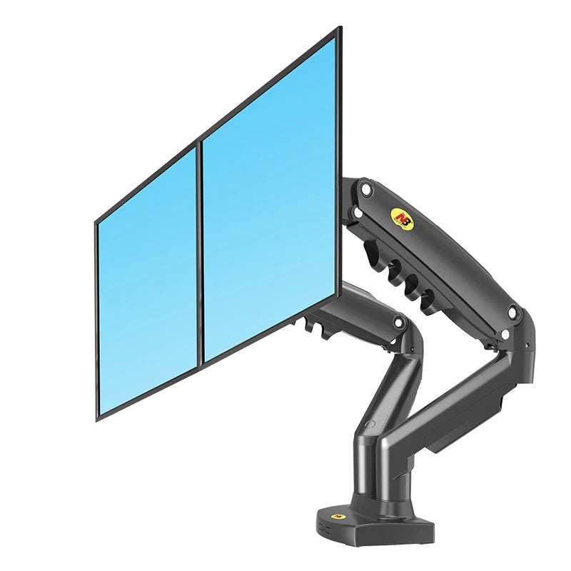 NB F160 Gas Spring 360 Degree Desktop 17"-27" Dual Monitor Holder Arm Full Motion Monitor Mount Bracket Load 2-9kg each