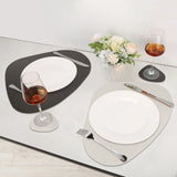 Double Sided Anti Slip PU Pad Table Mat with Coaster Oil-Proof Waterproof Leather Placemat Kitchen Dinner Coffee Tables Mats