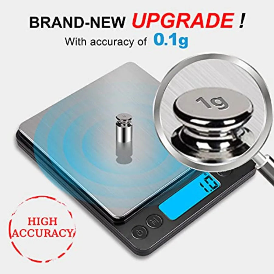 Digital Food Kitchen Scale Upgraded 3000g 0.1g High Accuracy Mini Pocket Scale with Tare Function for Cooking Baking Jewelry Me