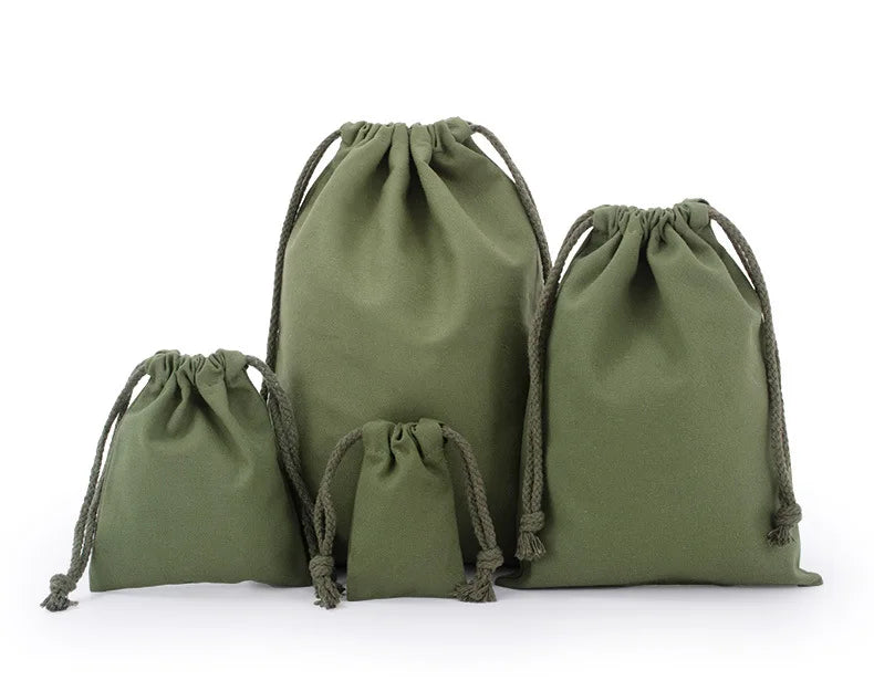 Cotton Drawstring Storage Bag White Canvas Bags for Candy Gift Package Pouch Reusable Home Sundries Organize Dustproof Sacks