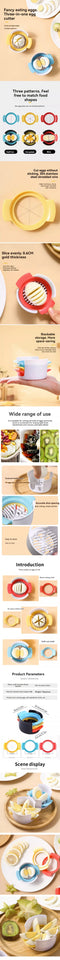 3-in-1 Creative Home Multi-functional 304 Stainless Steel Kitchen Tools Egg Cutter Fruit Slice Cutter Egg Slicer