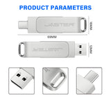 JASTER Metal USB TYPE-C 2 IN 1 Pen Drives 16GB silvery Flash Drive 64GB Commercial Affairs Gifts Memory Stick 4GB 8GB 32G U Disk