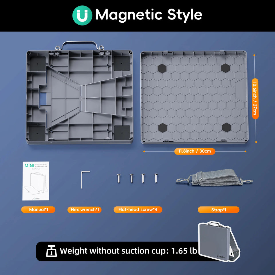 For Starlink Mini Magnetic Suction Cup Car Mount + Rugged Protective Case with Shoulder Strap Tools  for Dashboard/Sunroof/RV