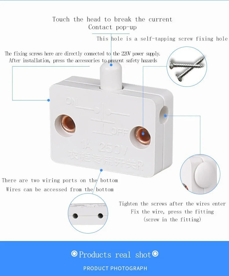 1set  Household Automatic Reset Switch Closet Cabinet Light   Door Control  Wardrobe