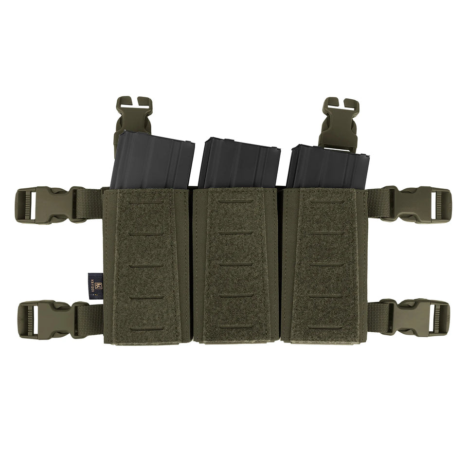 KRYDEX Tactical MOLLE Placard 5.56 Triple Magazine Pouch Front Panel Retention Insert Holder For Chest Rig Plate Carrier Vest