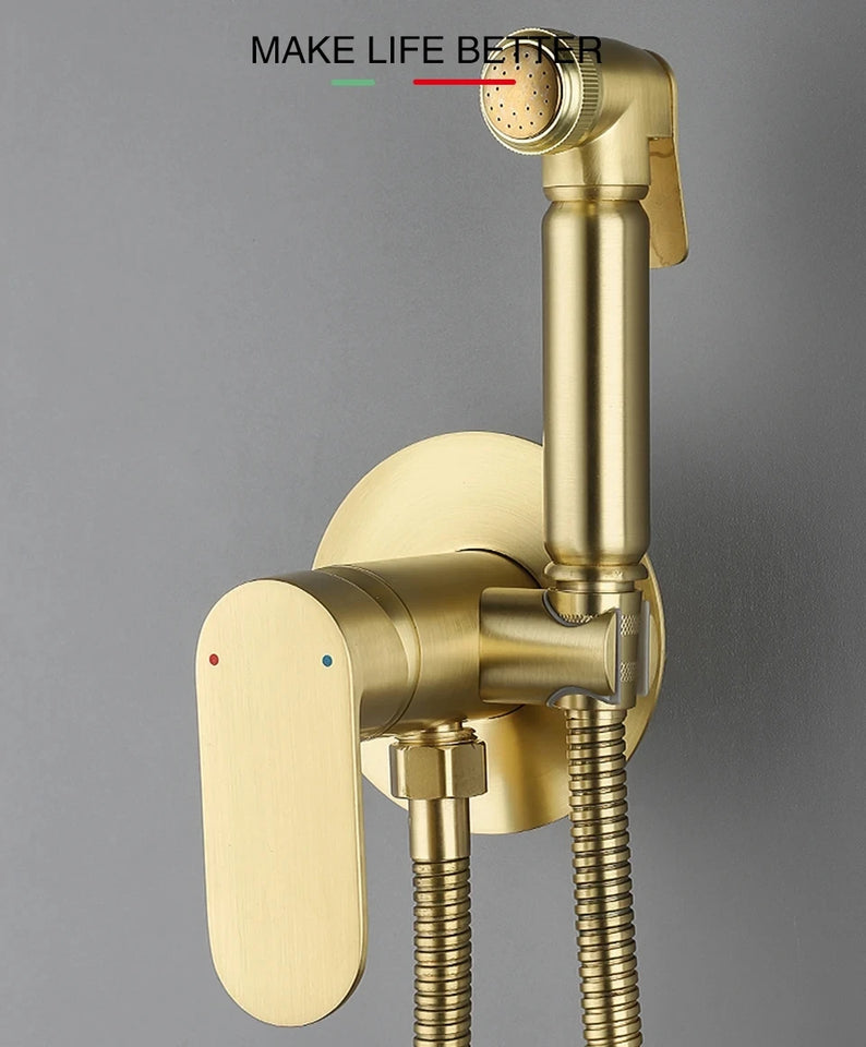 ULA Brass Bidet Faucet Black Toilet Faucet Handheld Toilet Bidet Sprayer Set Hygienic Shower Hot Cold Water Mixer Shower Head