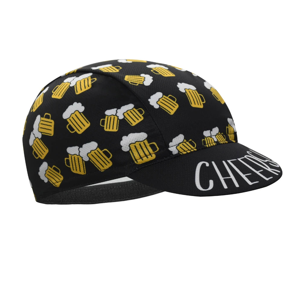 Black Cycling Cap Funny Road Bicycle Hat Cartoon Bike Headwear Men and Women Coffee & Beer Gorra Ciclismo