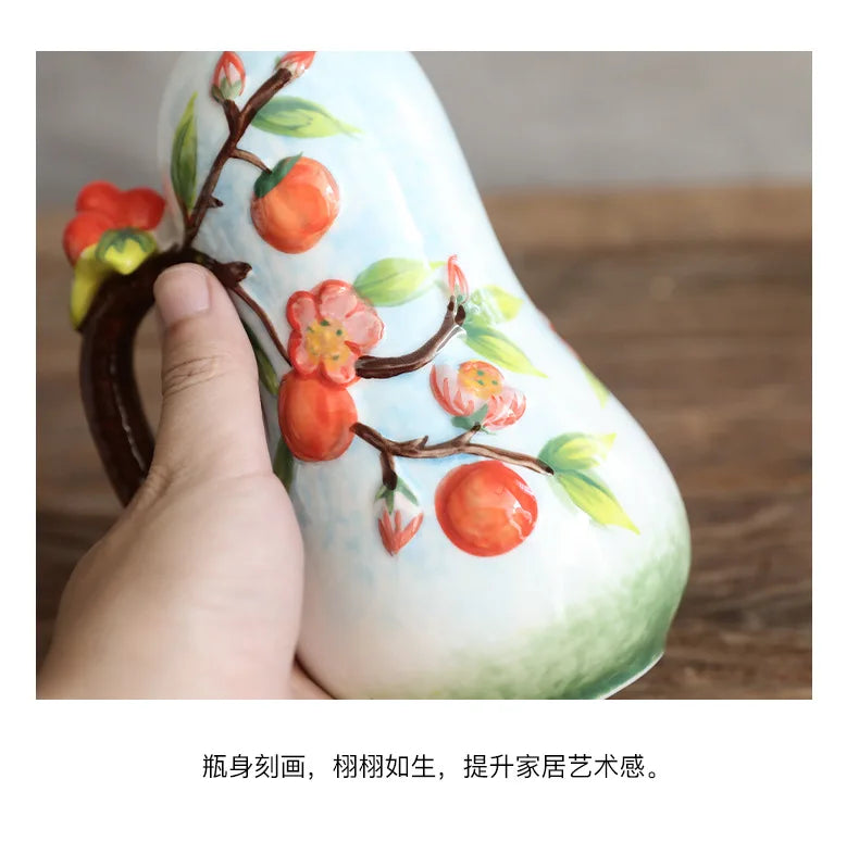 Hand-Painted Ceramic Seasoning Bottle Bird Flower Fruit Soy Sauce Vinegar Oil Bottle Coffee Table Wine Cabinet Decoration