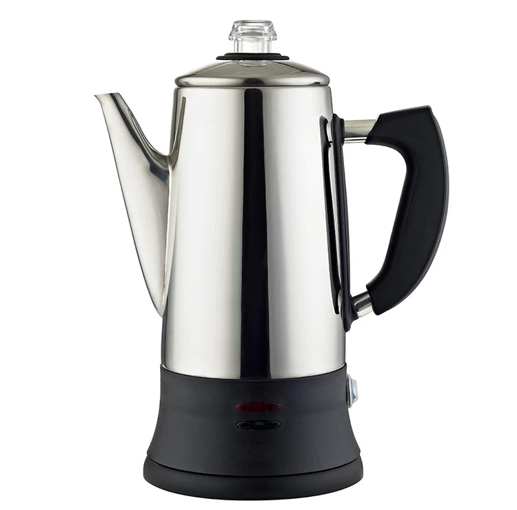 Electric Percolator 1.8L 12Cup Italian Coffee Maker Stainless Steel Quick Heating Reusable Filter Basket Fast Brew Home Office