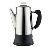 Electric Percolator 1.8L 12Cup Italian Coffee Maker Stainless Steel Quick Heating Reusable Filter Basket Fast Brew Home Office