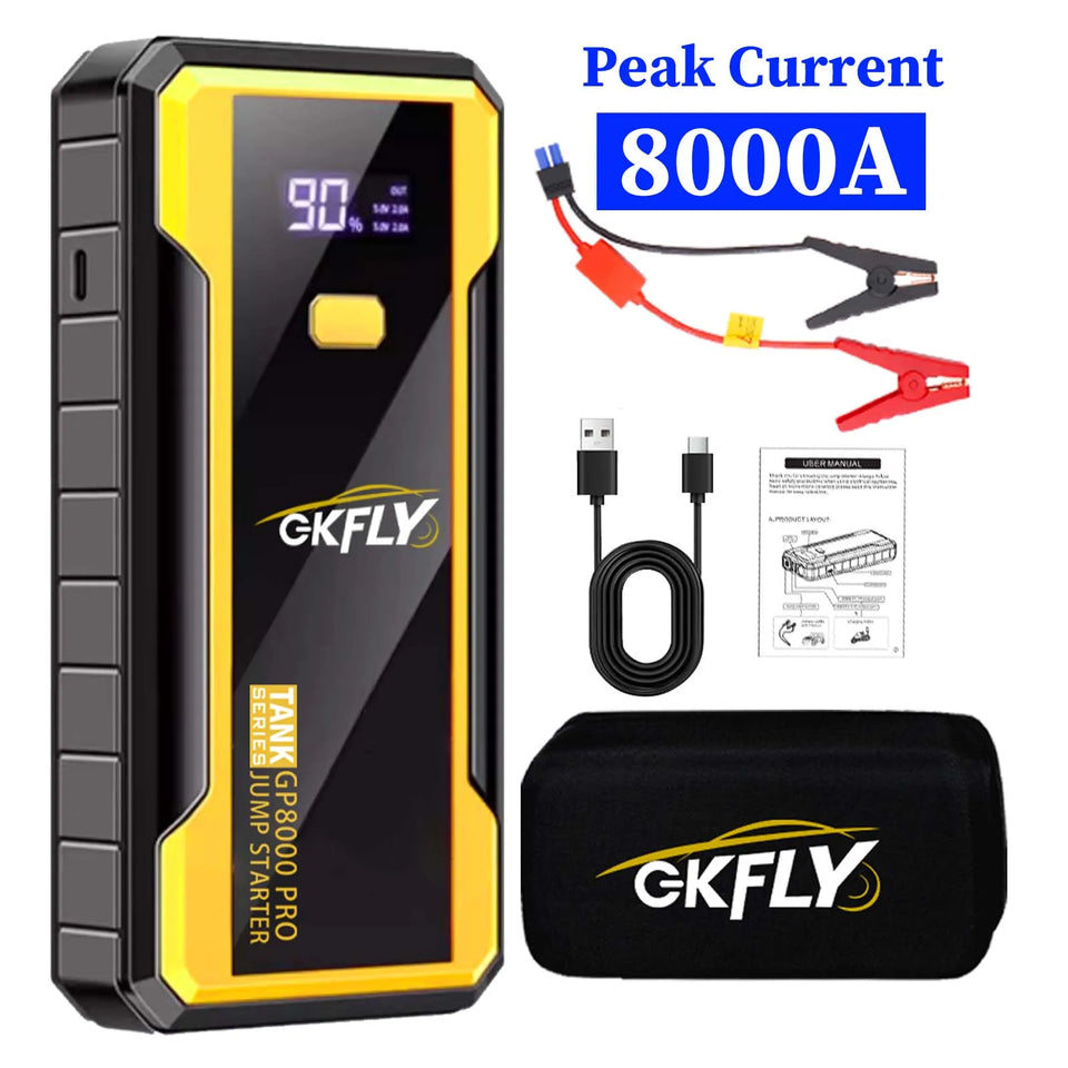 GKFLY 4000A/8000A Car Jump Starter 12V Power Bank Portable Starting Device Car Battery Booster for Gas/Diesel 5L/3L
