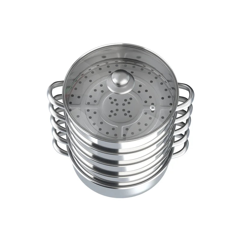 5 Tier Stainless Steel Steam Cooker Steamer Food Vegetable Pot Kitchen 26CM/28CM/30CM