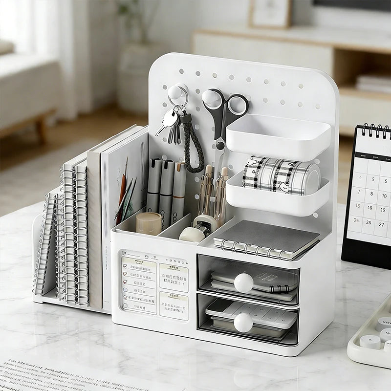 1 Pcs Desktop Perforated Board Storage Box Stationery Sorting Rack Desk Office Cosmetics Storage Rack Pen Holder