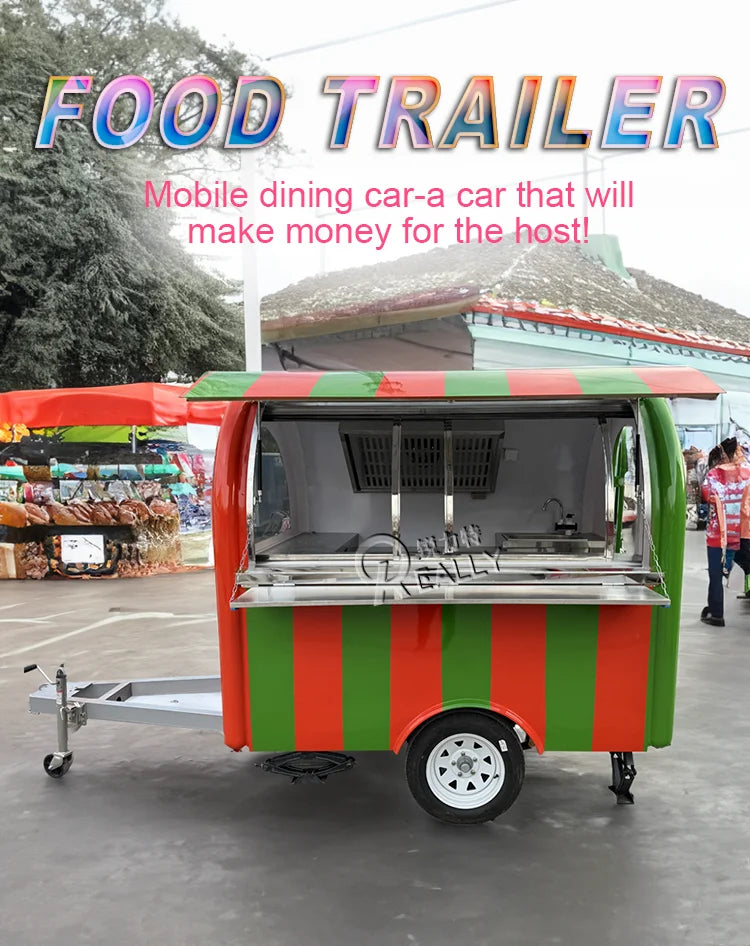 Customized Food Trailer Mobile Food Kiosk Truck Mobile Kitchen Trailer for Hamburger Cart Fast Food Truck with DOT Certification