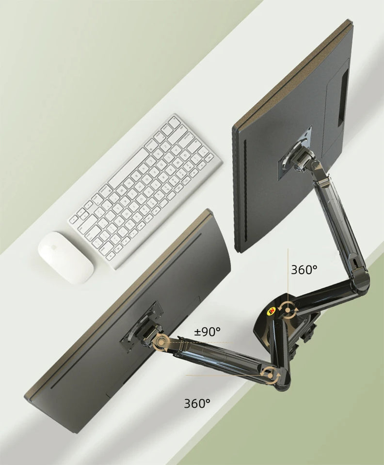 NB F160 Gas Spring 360 Degree Desktop 17"-27" Dual Monitor Holder Arm Full Motion Monitor Mount Bracket Load 2-9kg each