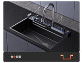 304 Stainless Steel Kitchen Sink, Large Single Sink, Thickened Whale Relief, Digital Display, Washbasin, Washbasin