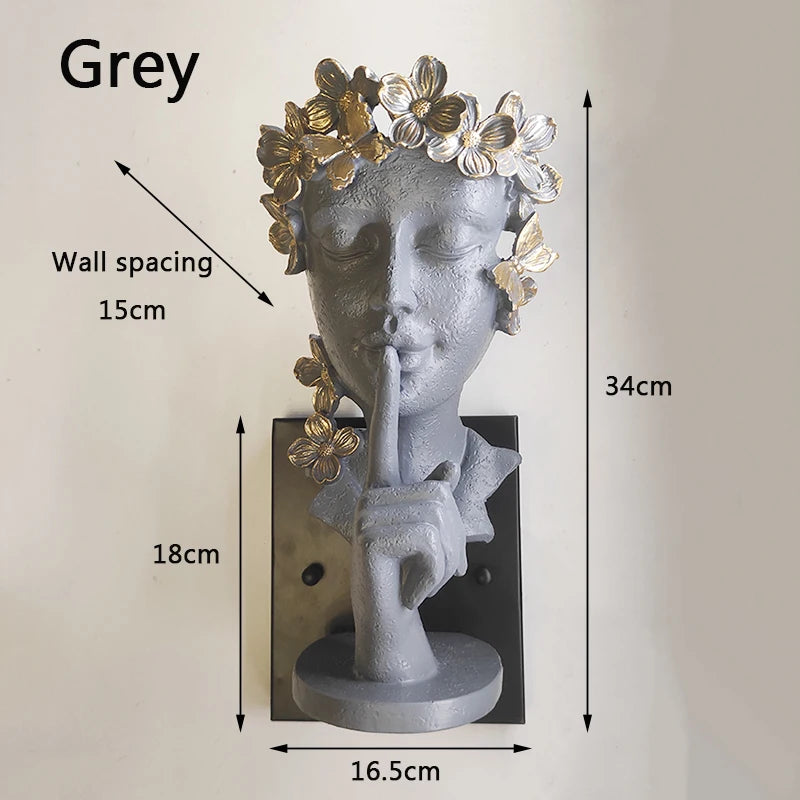 Dropshipping Resin led Wall Lamp Modern Girl Portrait Wall Light Face Art Lamp Bedroom Living Room Home Decor Lighting Luminaria