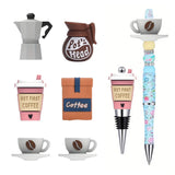 LOFCA 5pcs 3D Coffee Set Silicone Focal Beads For DIY Keychains Phone Charms Jewelry Crafting Jewelry accessories