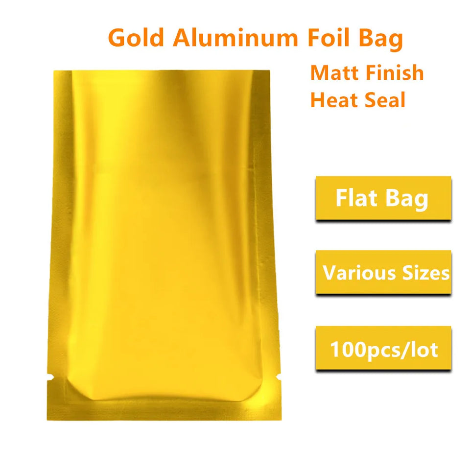 100pcs Silver Dumb Aluminum Foil Bags Heat Seal - Top Open Mylar Foil Bag Matte Surface Plastic Food Package Spices/Sauce Pouch