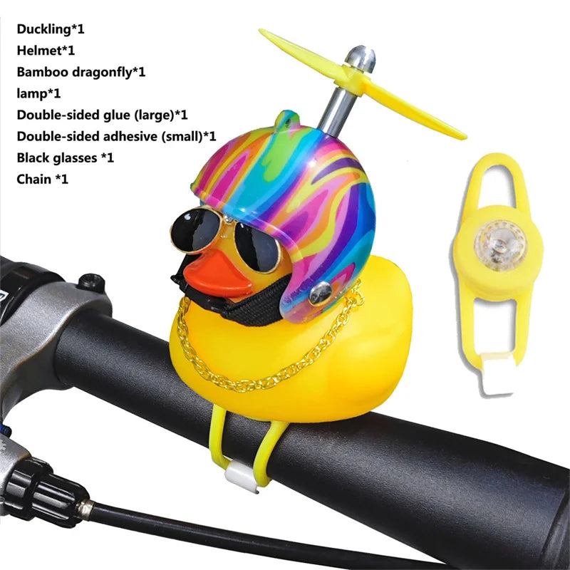 Bicycle Bell Black/Yellow Duck Cartoon Little Ducks Helmet Head Light Shining Duck Bicycle Bells Handlebar Bicycle Accessories
