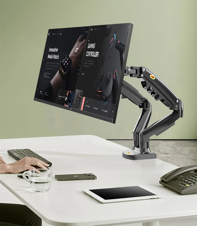 NB F160 Gas Spring 360 Degree Desktop 17"-27" Dual Monitor Holder Arm Full Motion Monitor Mount Bracket Load 2-9kg each
