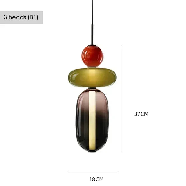 Modern Colorful Glass Hanging Pendant Light Chandelier for Loft Living Room Restaurant Nordic Coffee Restaurant Lighting Fixture