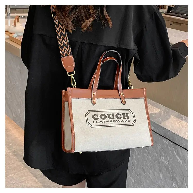 Canvas handbags women's 2023 new fashion all-match tote bag style large capacity shoulder messenger bag for woman