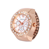 Rhinestone Mini Unisex Fashion Finger Watch Retro Roman Quartz Watch Rings for Women Men Elastic Strap Alloy Watches Jewelry
