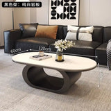 Italian minimalist new rock slab coffee table living room home simple modern high-end combination light luxury oval tea table