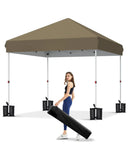 10x10 FT Pop Up Canopy Tent with 3 Adjustable Heights – Outdoor Sun Shade Shelter, 4 Sandbags & Carry Bag, for Parties & Events
