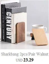 Sharkbang 2pcs/Pair Walnut Solid Wood Book Holder Shelf Desk Books Storage Organizer Bookends School Stationery Supplies