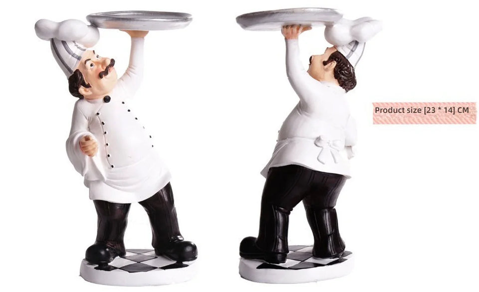 Restaurant Resin Decor - Chef Figurine & Bar Ornaments for Cafe, Commercial Kitchen Decorations Durable Resin Craft