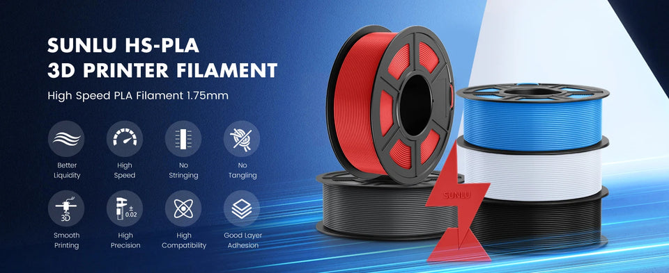 SUNLU 1KG High Speed PLA 3D Printer Filament 1KG 1.75mm ±0.02MM High Flow Speedy 3D Printer Filament Designed for Fast Printin