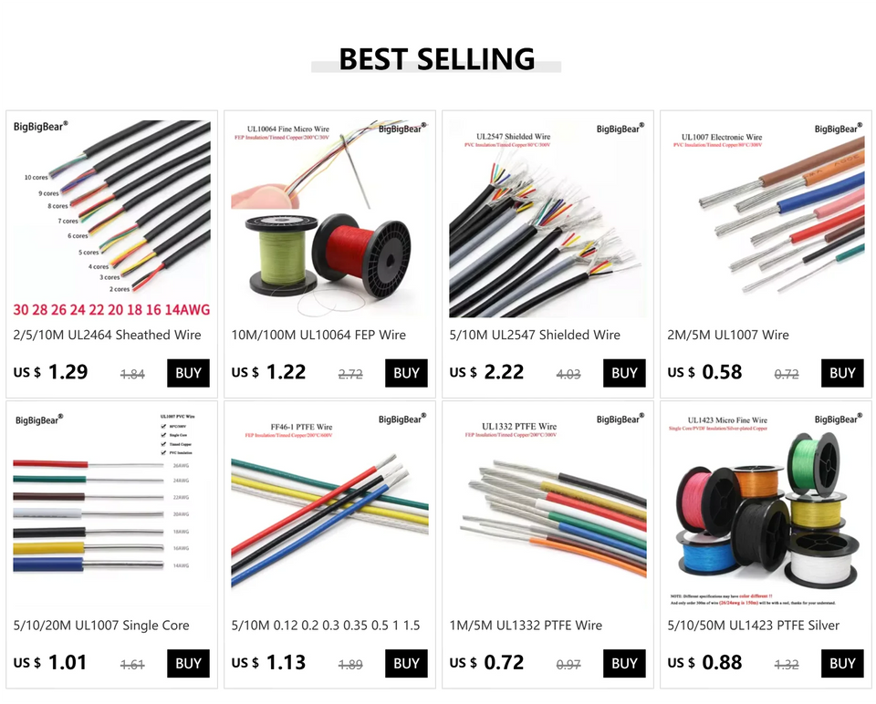1/2/5/10m PTFE Shielded Wire 0.3/0.5/0.75/1/1.5mm High Purity OFC Copper Tinned FEP Insulation 1 2 3 4 5 6Cores AFPF Signal Line