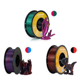 KINGROON Dual-color Silk PLA Filament 1.75mm 2 Color Coextrusion Glossy 3D Printer Filament PLA, 3kg/pack 1kg each spool
