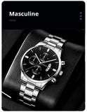 Fashion Men Stainless Steel Watch Luxury Calendar Quartz Wrist Watch Mens Business Watches for Man Clock Montre Homme