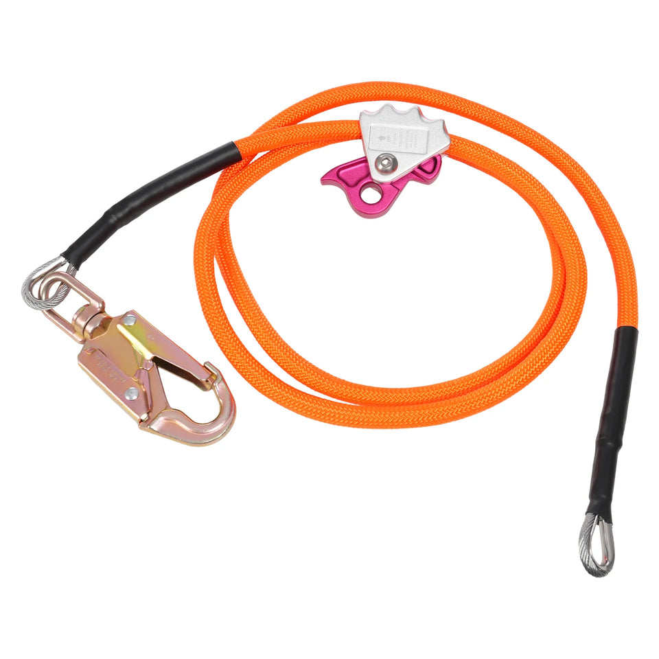 Sling Tree Descent Sling Rope 5/8 Inches -8 Feet/14 Feet with Triple Locking Carabiner Adjuster Orange/For Climbing Rescue