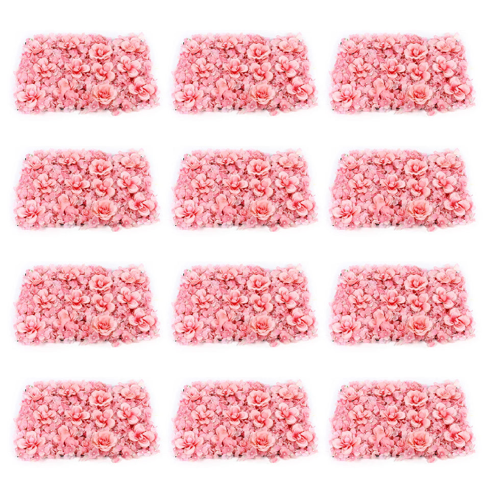 12PCS 60*40cm Blush Roses and Hydrangea Flowers Mat Wall Backdrop Panels Wedding Decorations