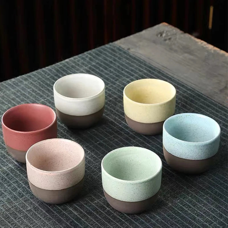 Japanese Ceramic Tea Cup Retro Matte Coarse Pottery Espresso Cups Handmade Coffee Ceramic Mug Drinkware Gift
