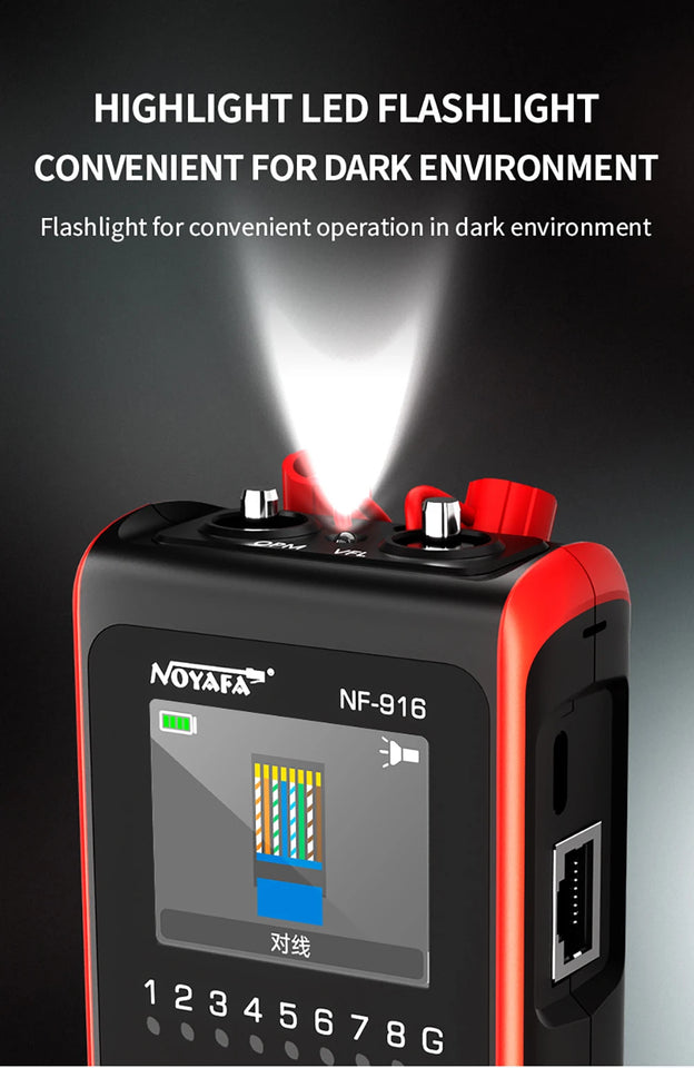 NOYAFA NF-916 4 In 1 Optical Fiber Tester Optical Power Meter VFL REF FC SC ST Visual Fault Locator LCD Display Network Tools