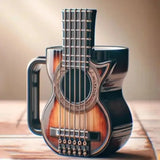 Resin Musical Instrument Coffee Mug Guitar Pattern Handcrafted Coffee Cup Durable Guitar Shaped Coffee Cup for Home Kitchen