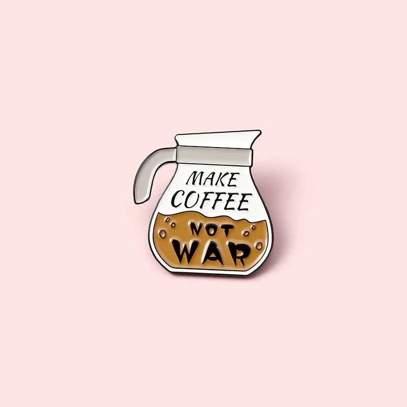 Coffee Maker Enamel Brooch Coffee Bean Grinder Coffee Kettle Cup Bag Barista Badge Punk Lapel Coffee Collection Pin Jewelry Gift