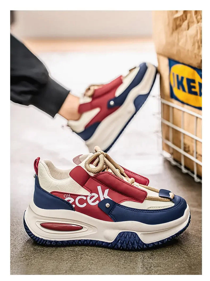 Chunky Sneaker Plus Size 45 46 47 48 Men Designer Sport Shoes Fashion Casual Leather Fabric Height Increased Flat Platform Shoes